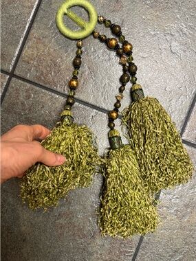 Green Beaded Gypsy Bellydance Tassel Belt